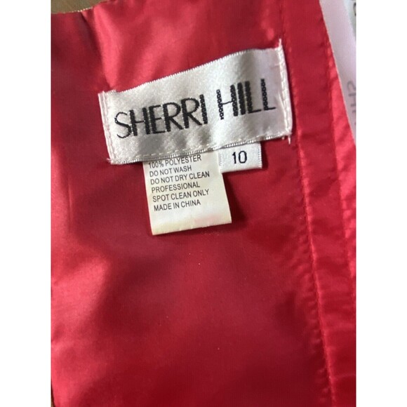 Sherri Hill Dress Size 10 Prom Pageant Gala Formal Gown Flowy Red Gold  # 1924 - Picture 5 of 16